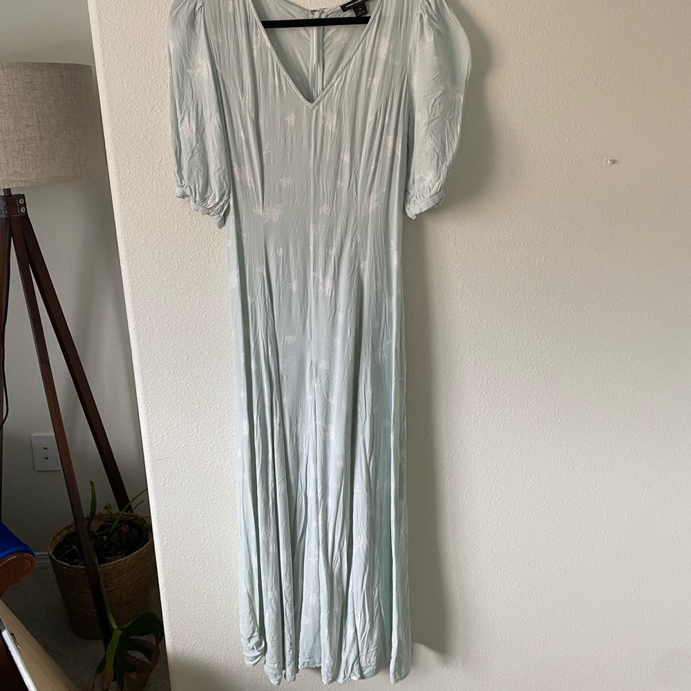 Something Navy light blue dress with puffy sleeves